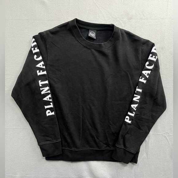 Plant Faced Black Crew Neck Sweatshirt Vegan I Don't Got No Beef Size S-M - Picture 1 of 8